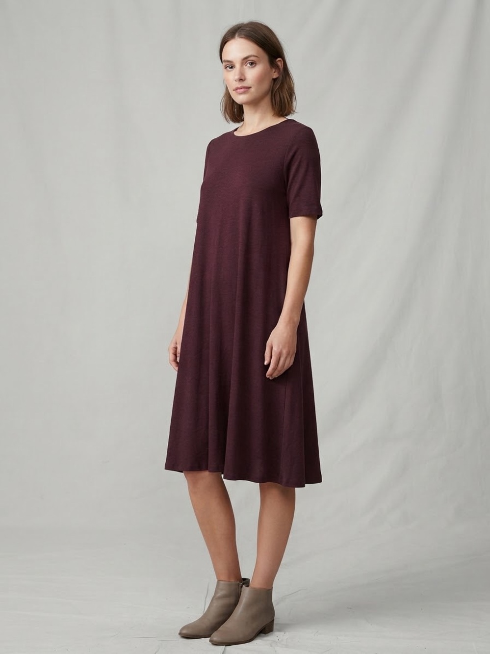 LOFT Wine Colored Swing Dress size M